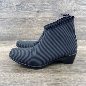Striped Ankle Boots Black Blue Elastic Comfort Everyday Womens Shoes
